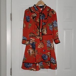 Flirty red floral dress